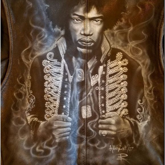 Rare One of a Kind Jimi Hendrix Leather Jacket - Picture 1 of 16